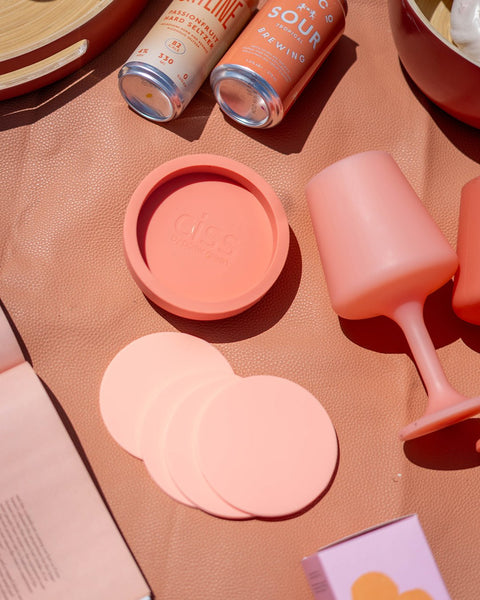 terra + peach | ciss | unbreakable silicone coasters - porter green | style + sustainability