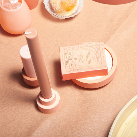 terra + peach | escc dinner candle | soy - blend unscented candles - porter green | style + sustainability