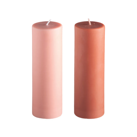 terra + peach | escc med pillar candle | soy - blend unscented candles - porter green | style + sustainability