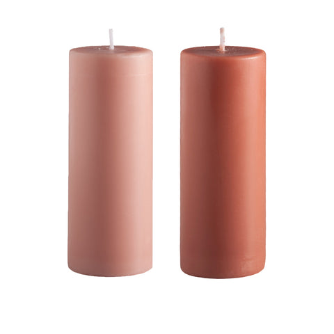 terra + peach | escc sml pillar candle | soy - blend unscented candles - porter green | style + sustainability