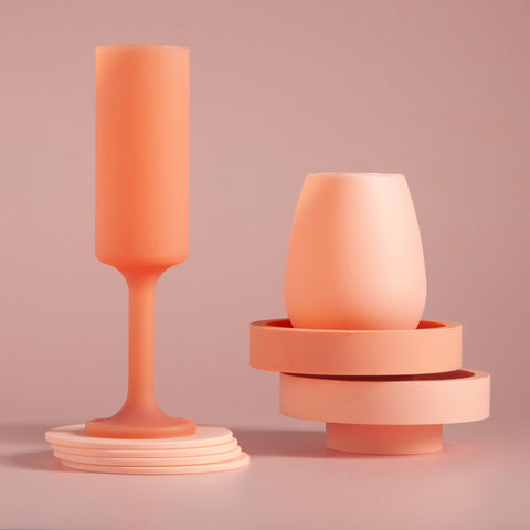 Terra + Peach | Flipp Lrg | Silicone Unbreakable Candle Holder Set - porter green | style + sustainability