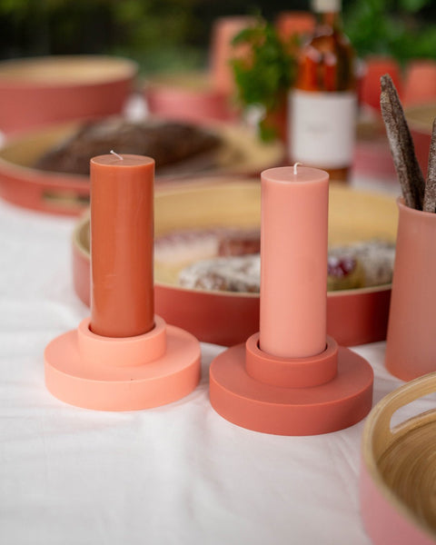 Terra + Peach | Flipp Lrg | Silicone Unbreakable Candle Holder Set - porter green | style + sustainability