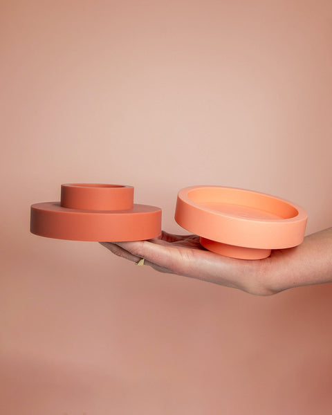 Terra + Peach | Flipp Lrg | Silicone Unbreakable Candle Holder Set - porter green | style + sustainability