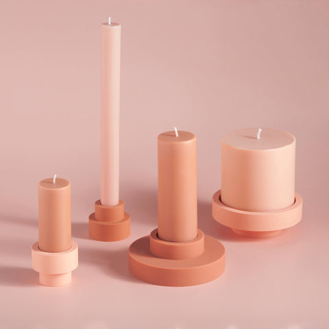 Terra + Peach | Flipp Lrg | Silicone Unbreakable Candle Holder Set - porter green | style + sustainability