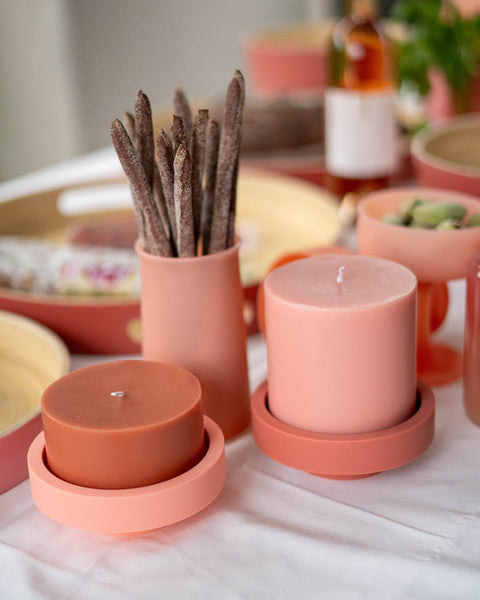 Terra + Peach | Flipp Lrg | Silicone Unbreakable Candle Holder Set - porter green | style + sustainability