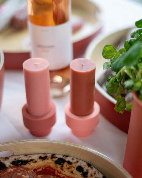 Terra + Peach | Flipp Sml | Silicone Unbreakable Candle Holder Set - porter green | style + sustainability