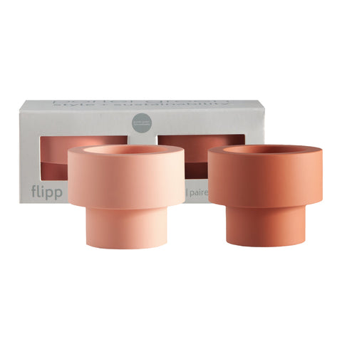 Terra + Peach | Flipp Sml | Silicone Unbreakable Candle Holder Set - porter green | style + sustainability