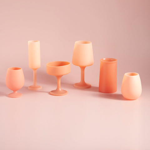 terra + peach | mecc | silicone unbreakable cocktail glasses - porter green | style + sustainability