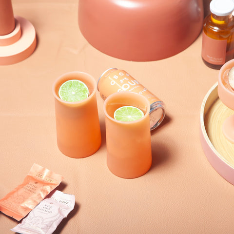 terra + peach | stegg | silicone unbreakable highball glasses - porter green | style + sustainability
