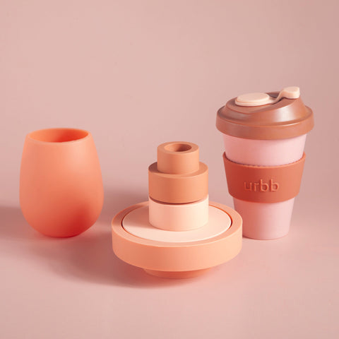 terra + peach | urbb | biodegradable bamboo coffee cup - porter green | style + sustainability