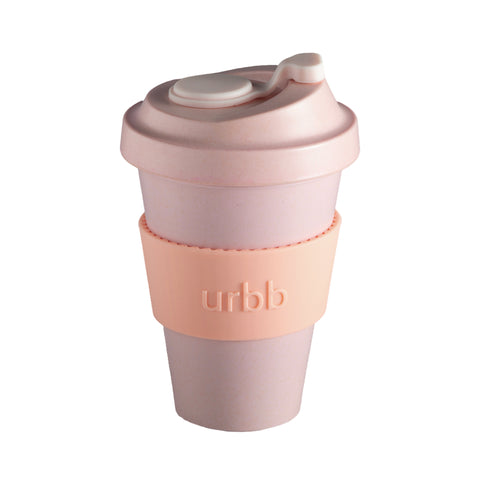 peach + petal | urbb | biodegradable bamboo coffee cup | porter green, biodegradable coffee cups. bamboo coffee cup, reusable coffee cup australia, 12oz coffee cup, leak proof coffee cup