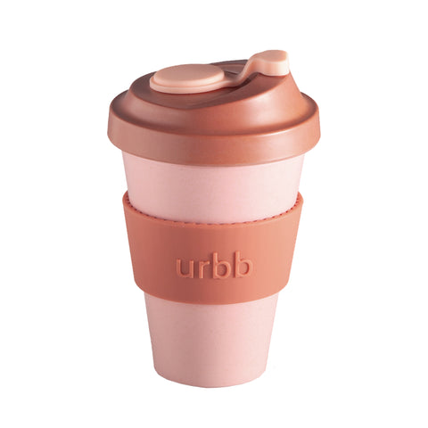 terra + peach | urbb | biodegradable bamboo coffee cup | porter green, biodegradable coffee cups. bamboo coffee cup, reusable coffee cup australia, 12oz coffee cup, leak proof coffee cup