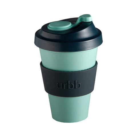 mist + ink | urbb | biodegradable bamboo coffee cup | porter green, biodegradable coffee cups. bamboo coffee cup, reusable coffee cup australia, 12oz coffee cup, leak proof coffee cup