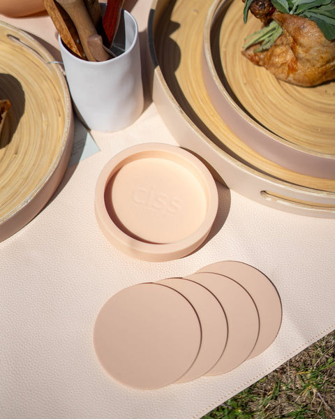 wheat + oat | ciss | unbreakable silicone coasters - porter green | style + sustainability