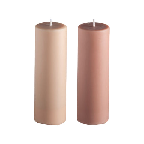 wheat + oat | escc med pillar candle | soy - blend unscented candles - porter green | style + sustainability