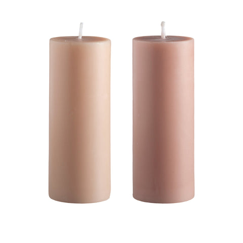 wheat + oat | escc sml pillar candle | soy - blend unscented candles - porter green | style + sustainability