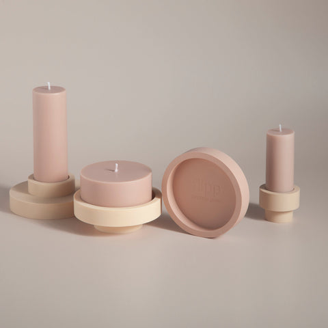 wheat + oat | escc sml pillar candle | soy - blend unscented candles - porter green | style + sustainability