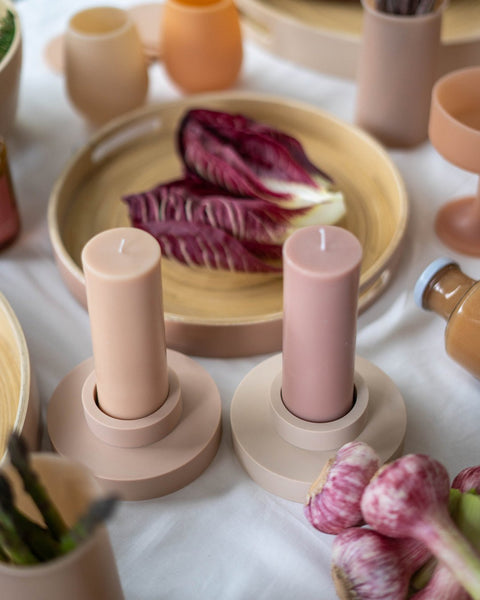 Wheat + Oat | Flipp Lrg | Silicone Unbreakable Candle Holder Set - porter green | style + sustainability