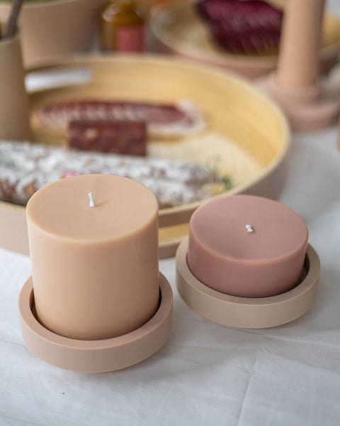 Wheat + Oat | Flipp Lrg | Silicone Unbreakable Candle Holder Set - porter green | style + sustainability
