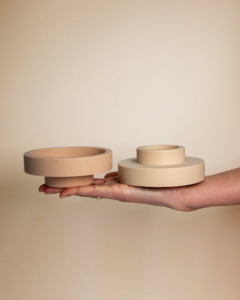 Wheat + Oat | Flipp Lrg | Silicone Unbreakable Candle Holder Set - porter green | style + sustainability