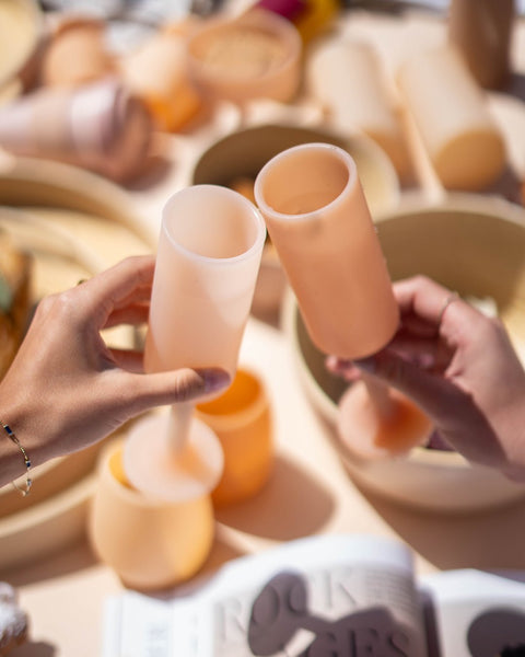 wheat + oat | seff | silicone unbreakable champagne flute - porter green | style + sustainability