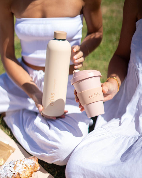 wheat + oat | urbb | biodegradable bamboo coffee cup - porter green | style + sustainability