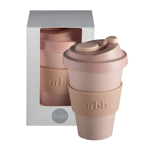 wheat + oat | urbb | biodegradable bamboo coffee cup - porter green | style + sustainability