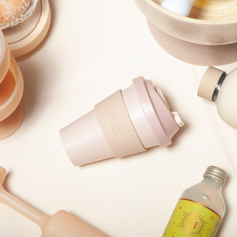 wheat + oat | urbb | biodegradable bamboo coffee cup - porter green | style + sustainability
